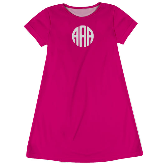 Monogram Hot Pink  Short Sleeve A Line Dress