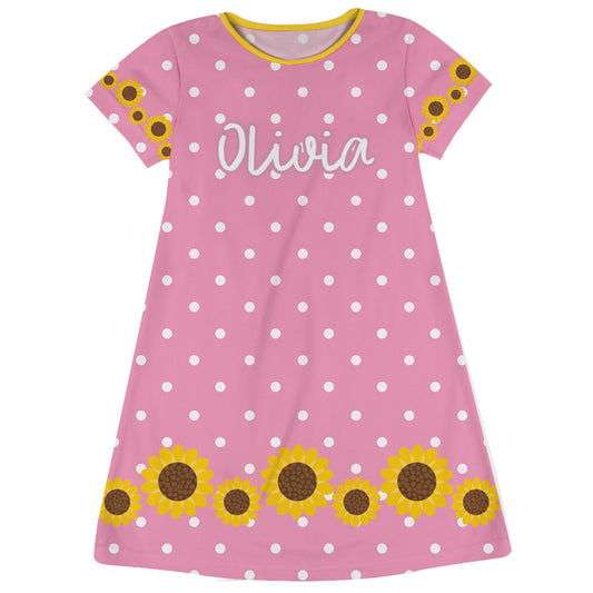 Summer Name Pink Polka Dots A Line Dress