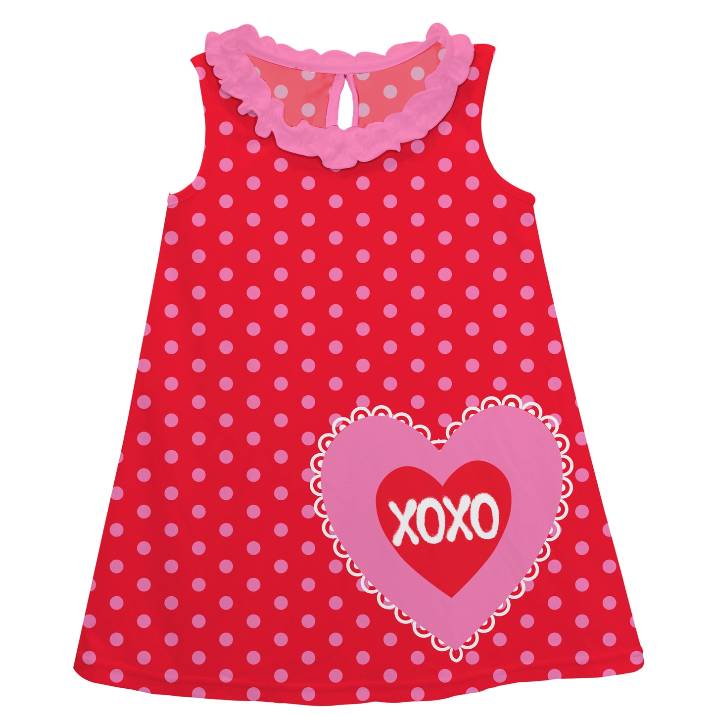 XOXO Heart Red and Pink Polka Dots A Line Dress