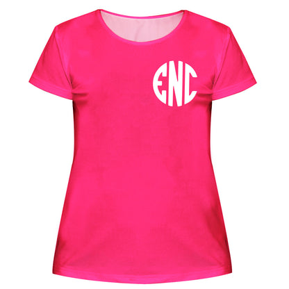 Monogram Apple Hot Pink Short Sleeve Girls Tee Shirt