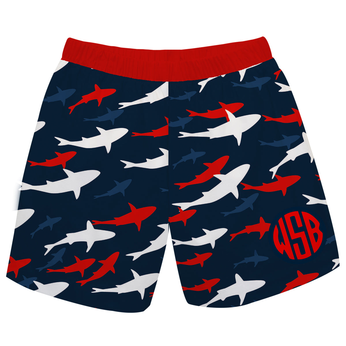 Sharks Print Monogram Navy Pull On Short