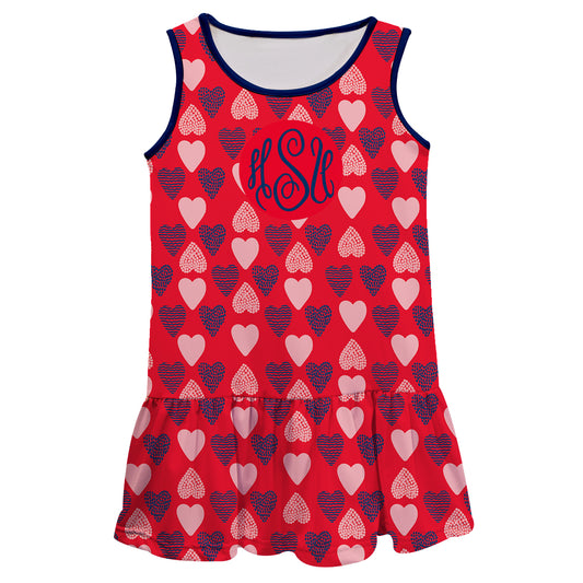 Hearts Print Monogram Red Lily Dress - Wimziy&Co.