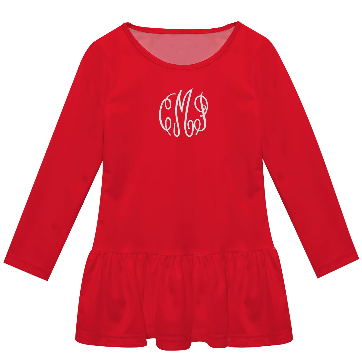 Personalized Monogram Red Long Sleeve Lily Dress