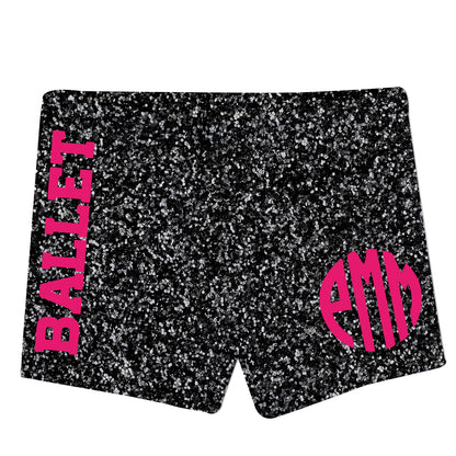 Ballet Monogram Black Glitter Girls Shorties