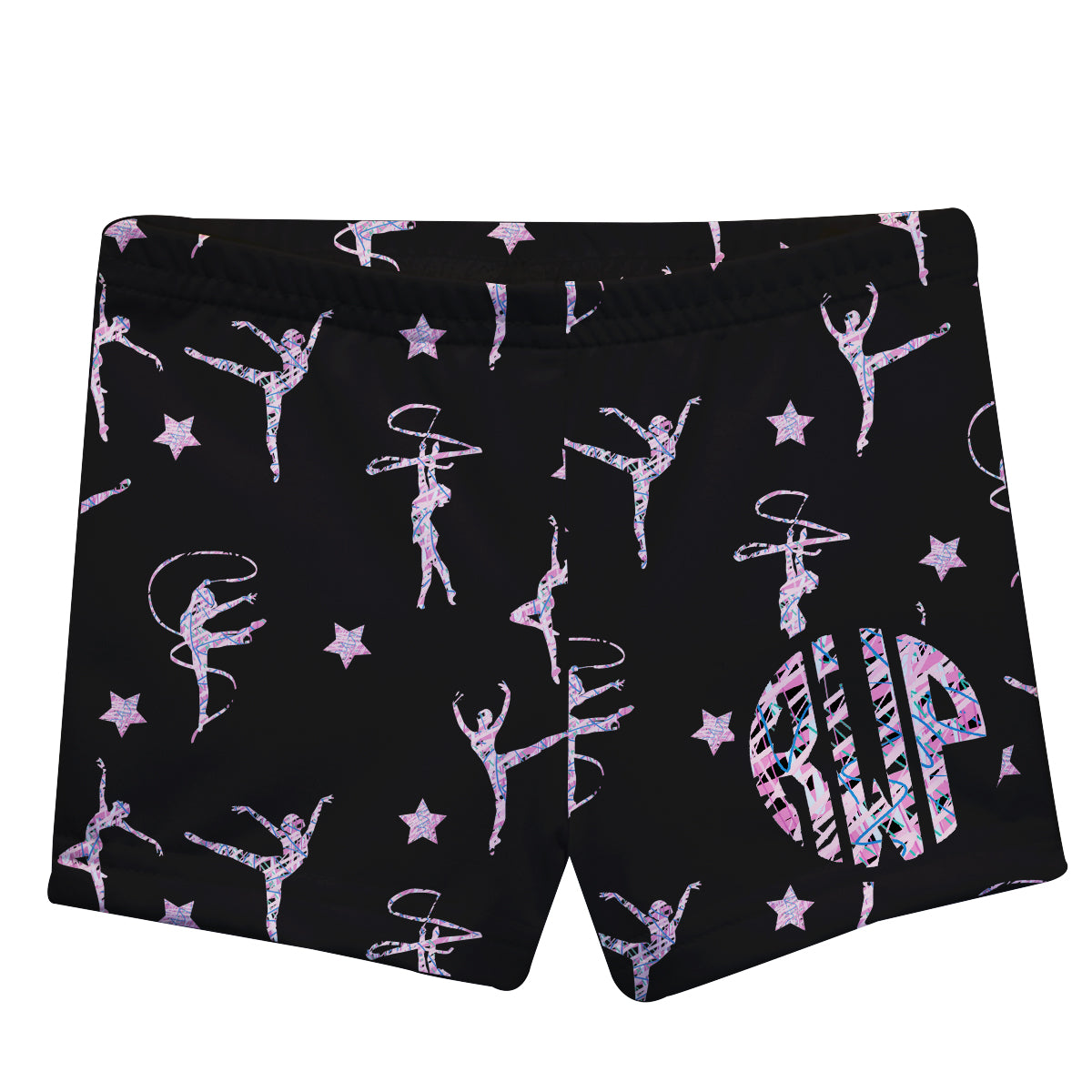 Gymnast Silhouette Print Personalized Monogram Black Shorties - Wimziy&Co.