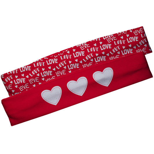 Hearts Print Love Red Headband Set