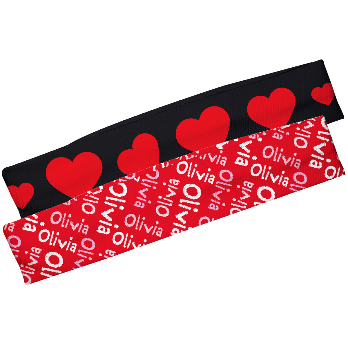 Valentine Personalized Name Black and Red Headband Set