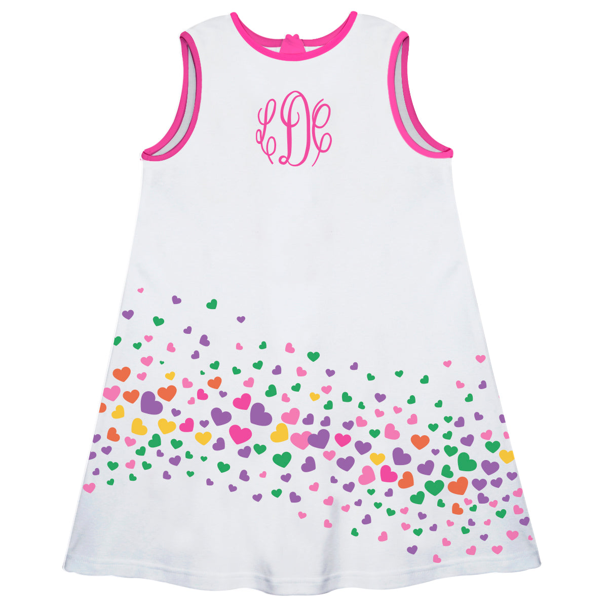 Hearts Personalized Monogram White A Line Dress