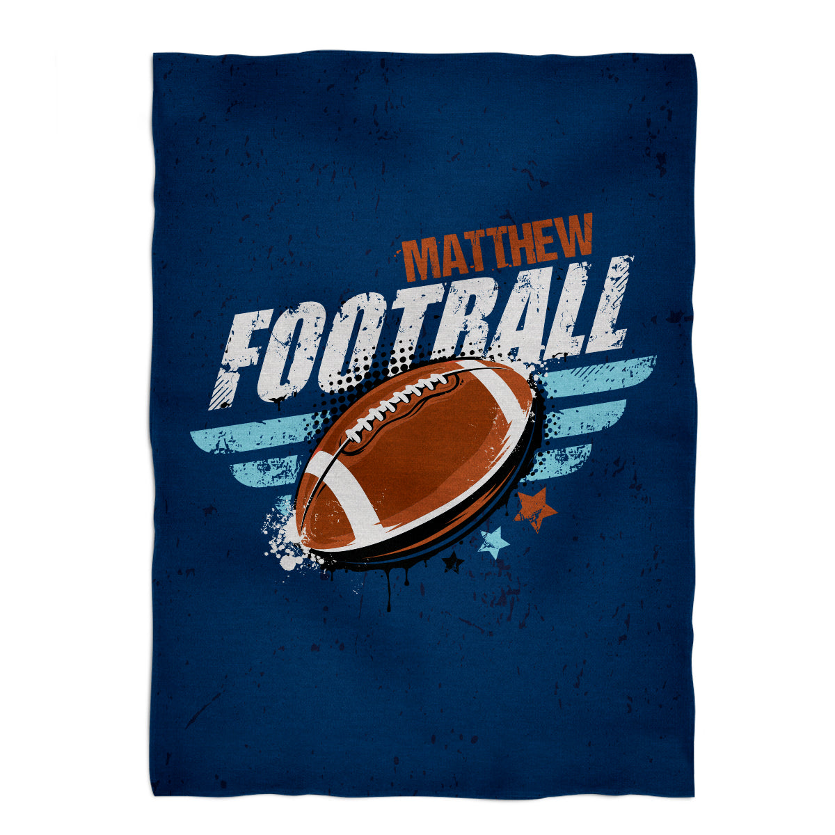 Football Personalized Name Navy Plusk Minky Throw