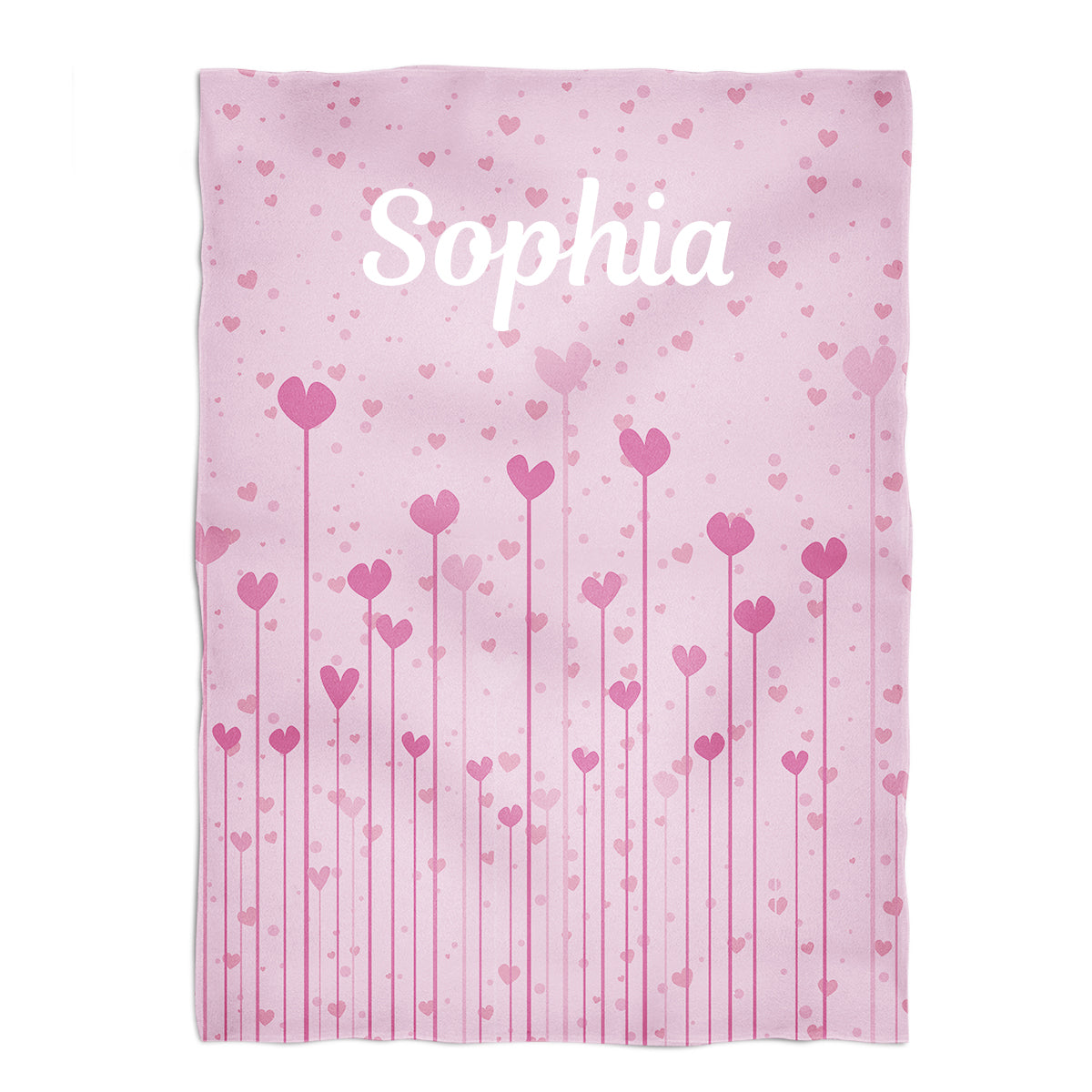 Heart Print Personalized Name Light Pink Plush Minky Throw