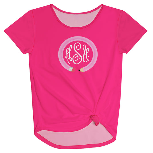 Pencil Monogram Hot Pink Knot Top - Wimziy&Co.