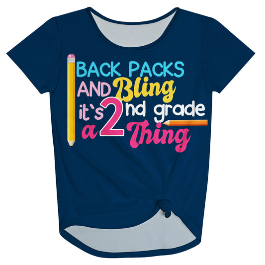 Personalized Your Grade Thing Navy Knot Top