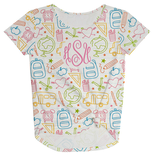 School Elements Monogram White Knot Top - Wimziy&Co.