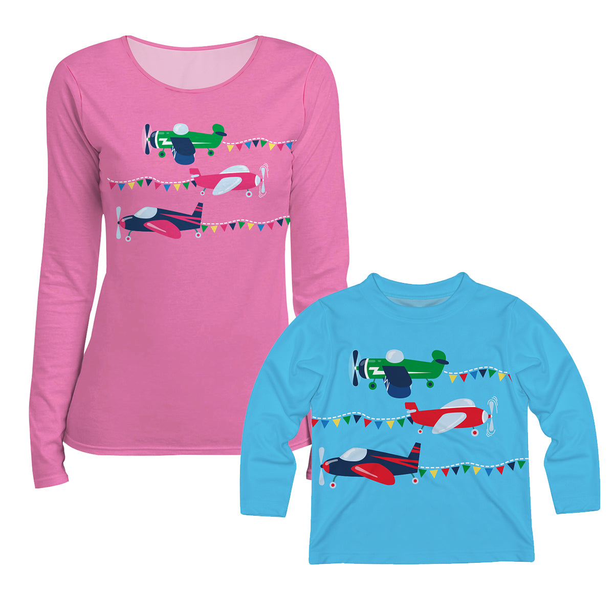 Airplanes Turquoise Long Sleeve Tee Shirt - Wimziy&Co.