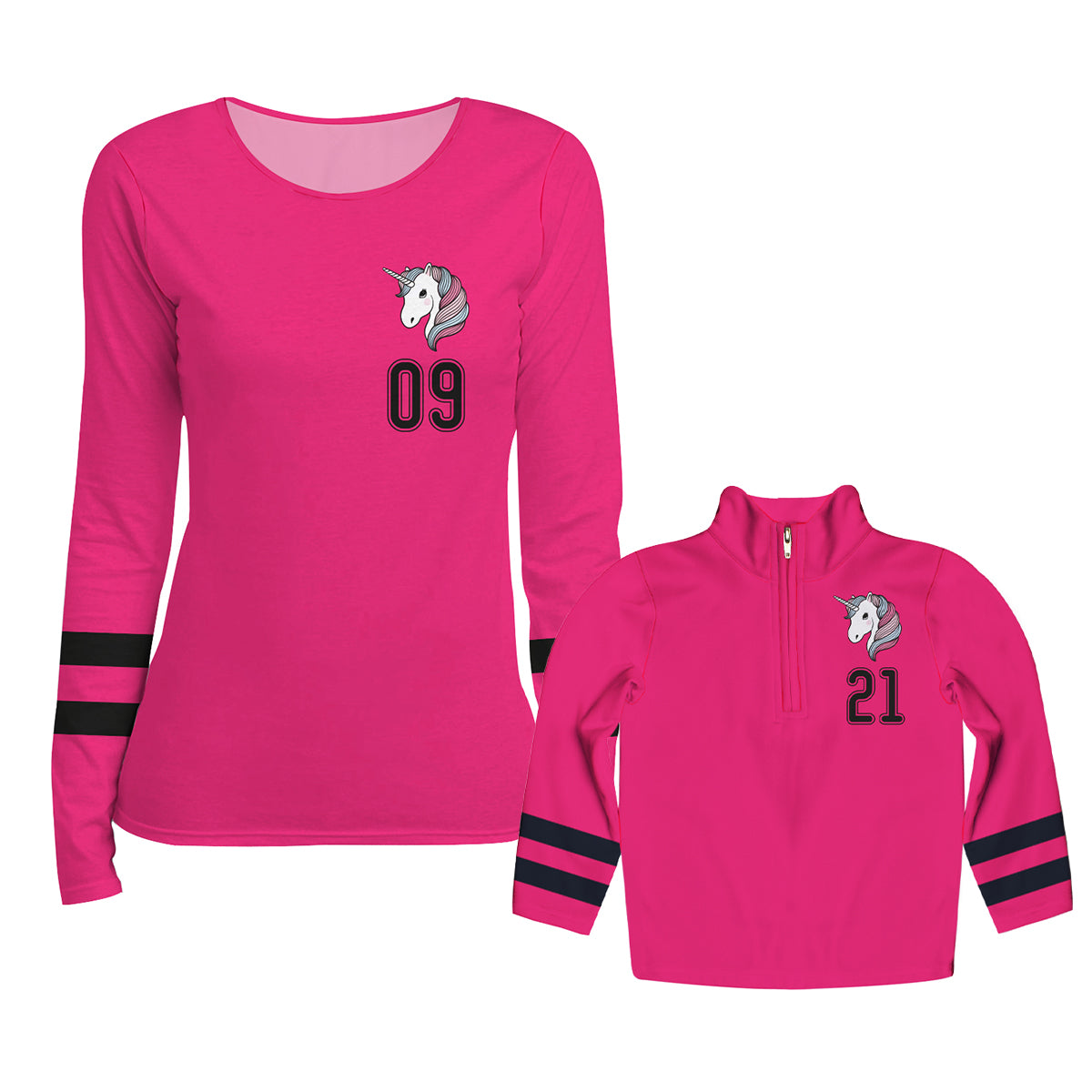 Unicorn Personalized 4-way Performance Number Hot Pink Heavy Weight – St