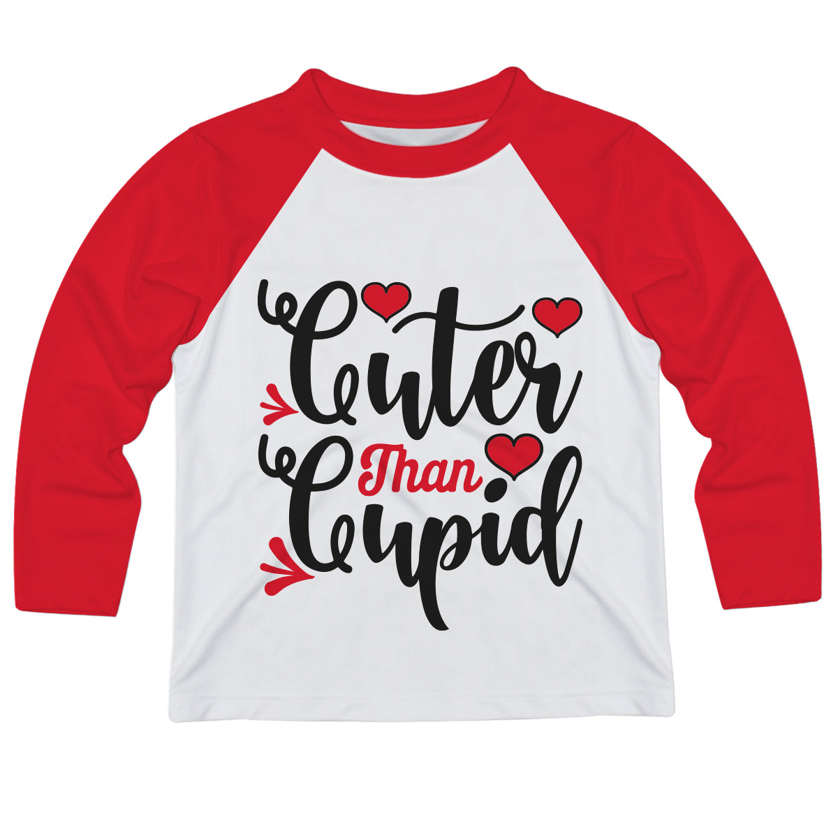 Cuter Than Cupid White and Red Raglan Long Sleeve Tee Shirt