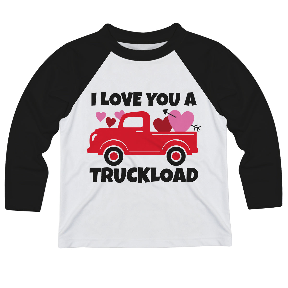 I Love You A Truckload White and Black Raglan Long Sleeve Tee Shirt