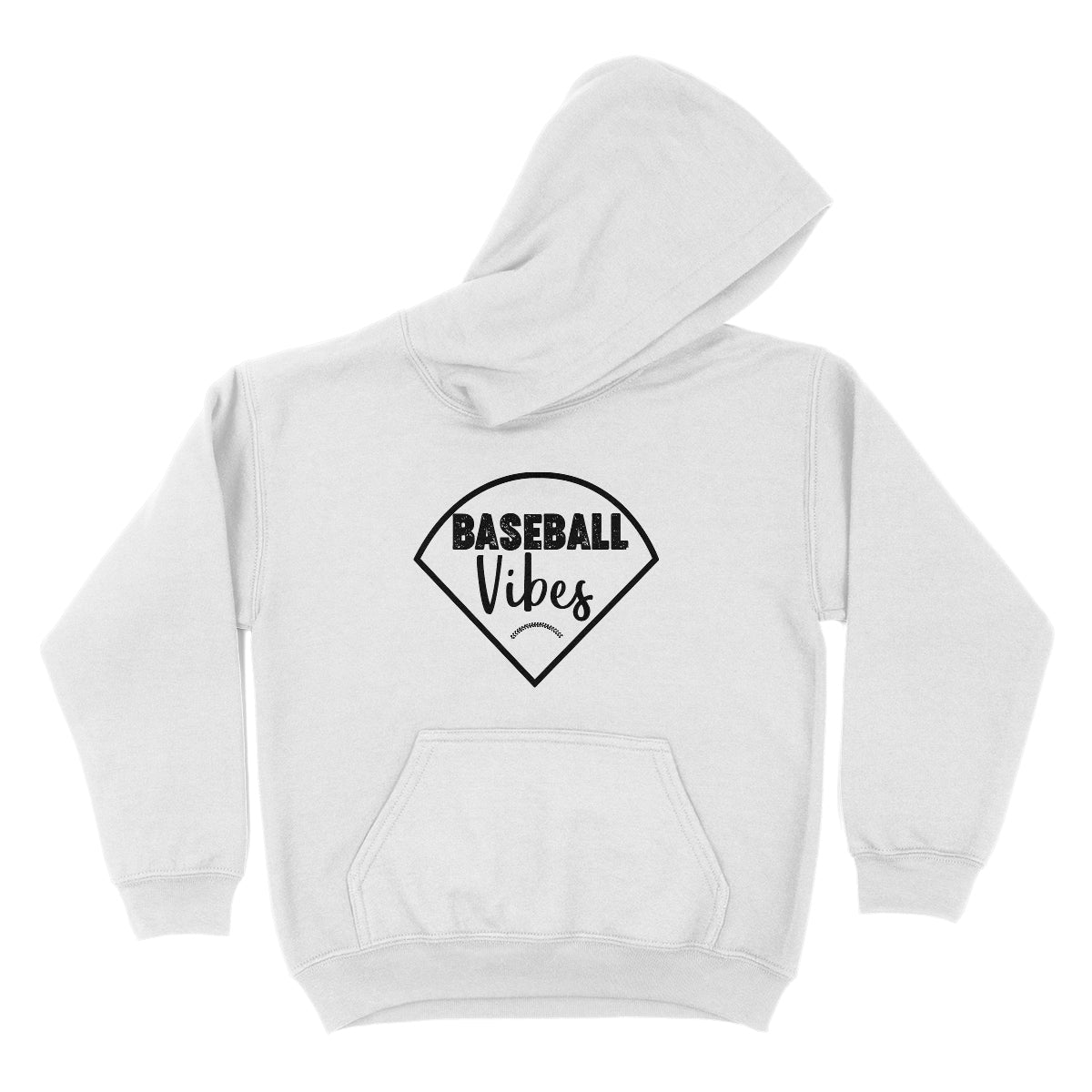 Baseball Vibes White Fleece Long Sleeve Hoodie