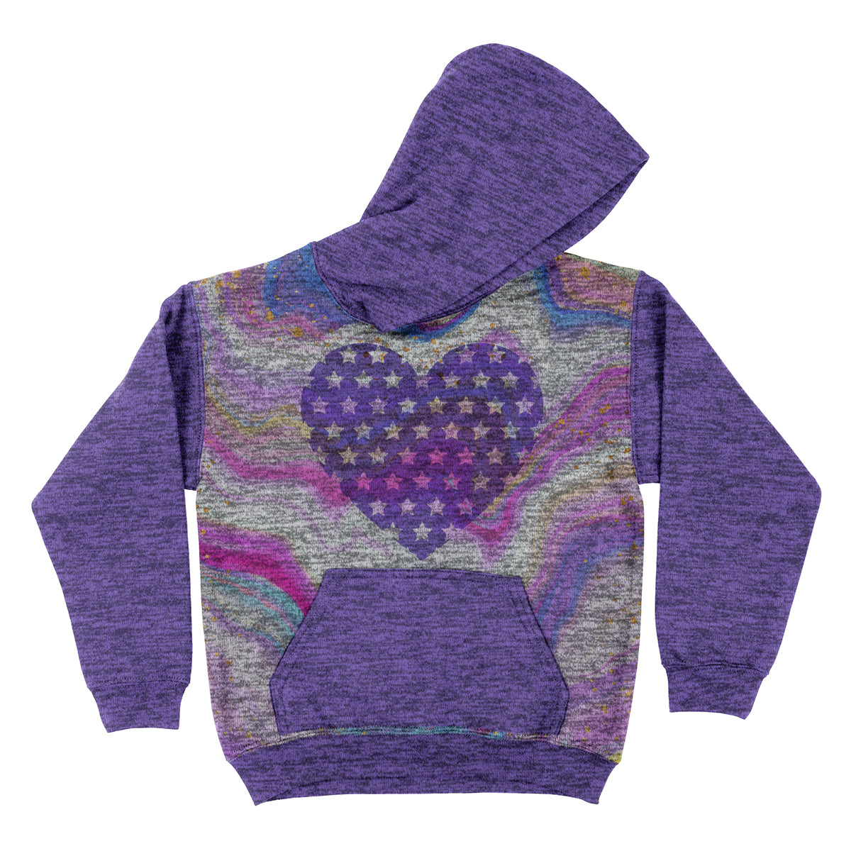 Heart Purple Gray Heather Long Sleeve Hoodie