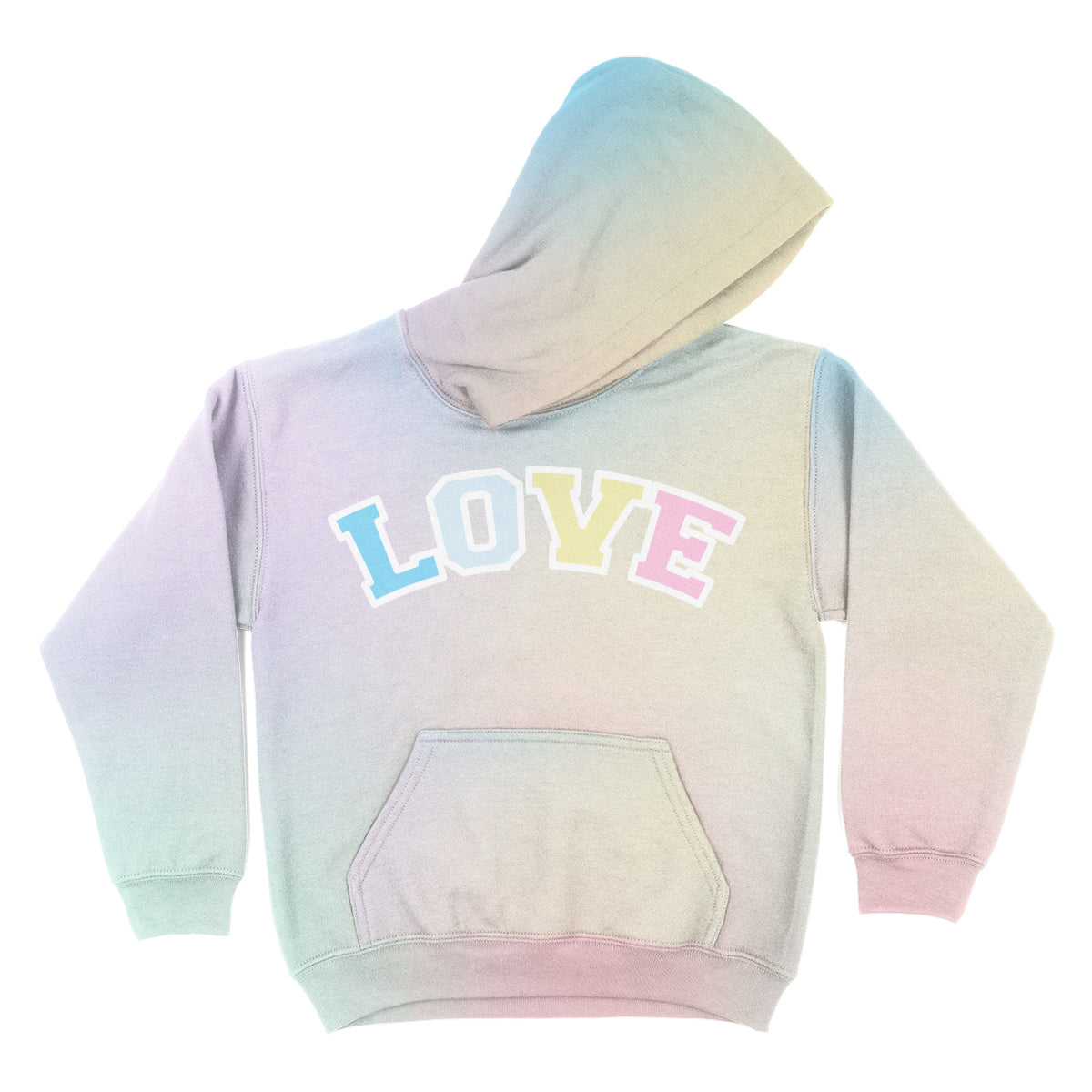 Love Yellow and Blue Degrade Fleece Long Sleeve Hoodie