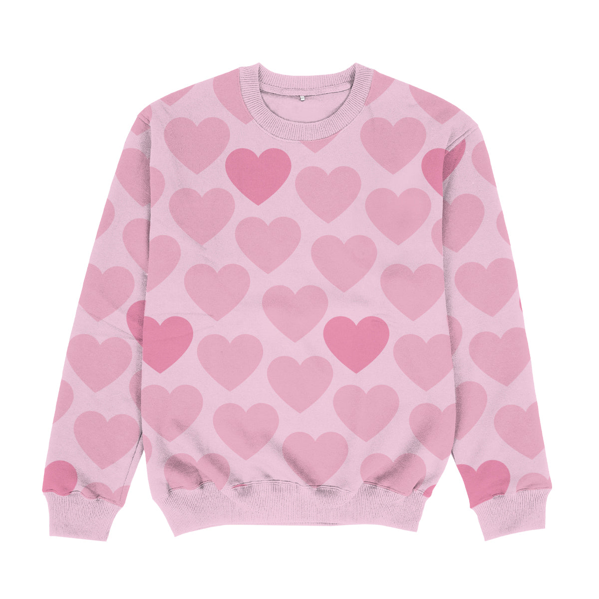 Hearts Print Pink Crewneck Sweatshirt