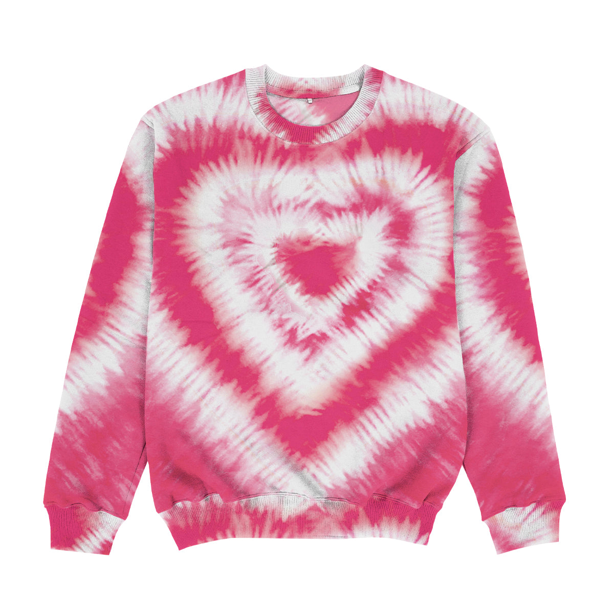 Hearts Pink and White Tie Dye Crewneck Sweatshirt