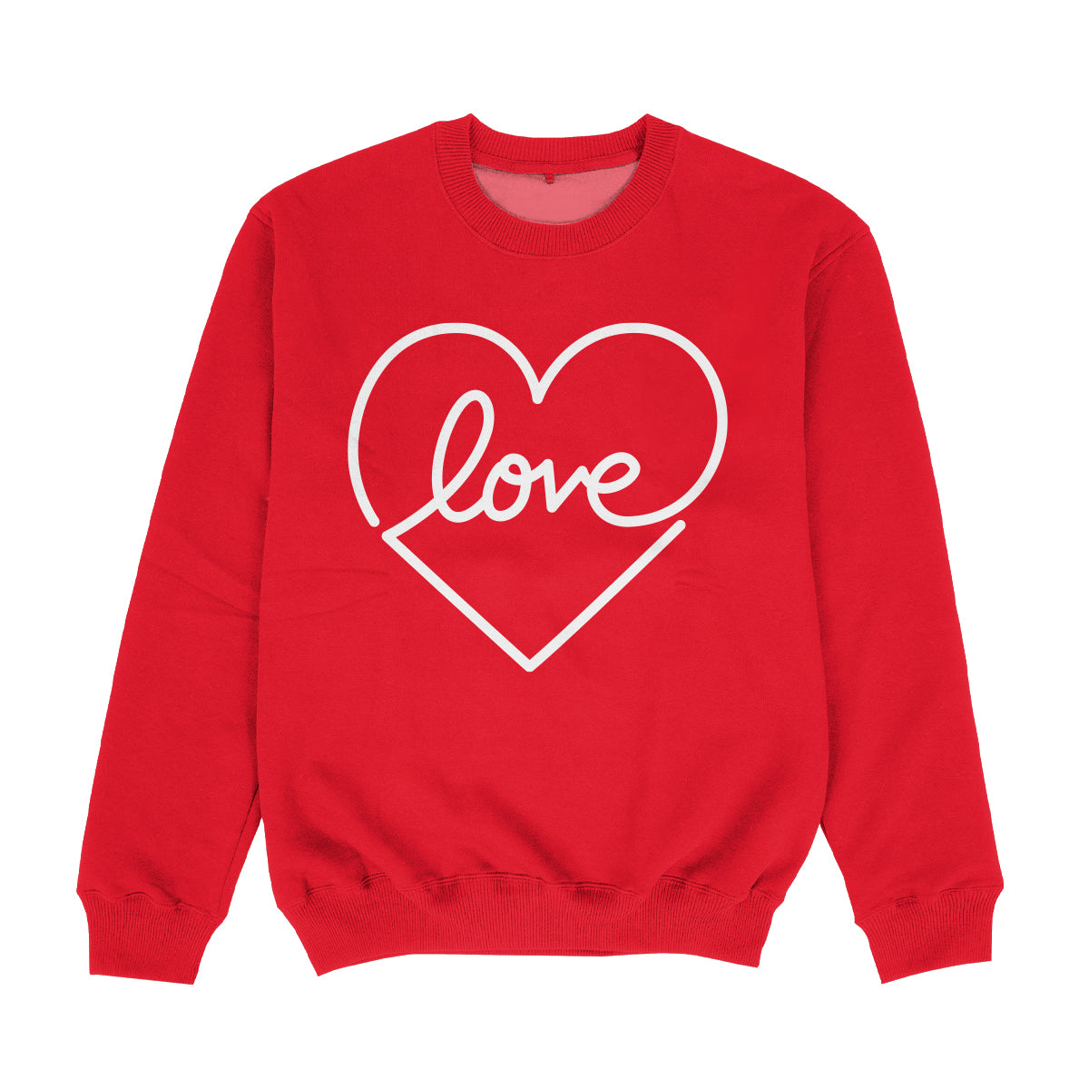 Heart Love Red and White Crewneck Sweatshirt