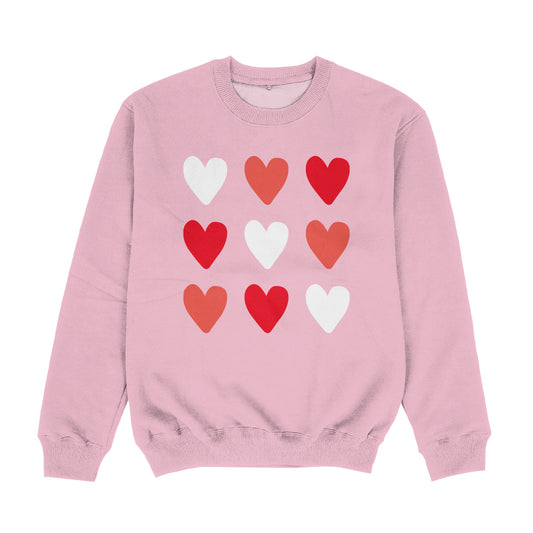 Hearts Pink White Crewneck Sweatshirt