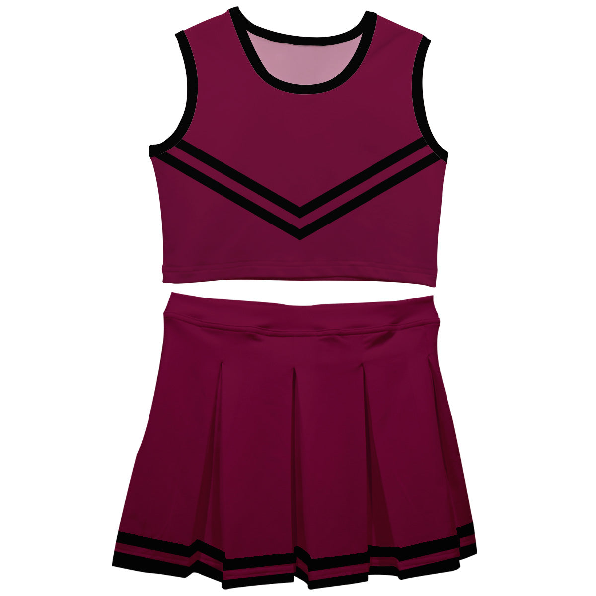 Maroon Black Sleeveless Cheerleader Set