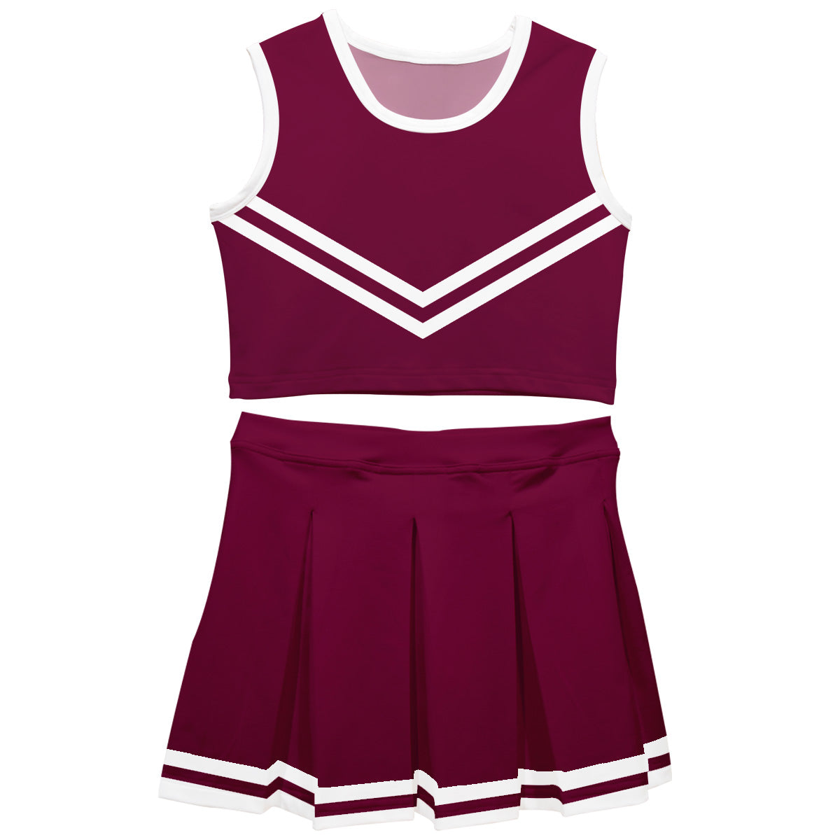 Maroon White Sleeveless Cheerleader Set