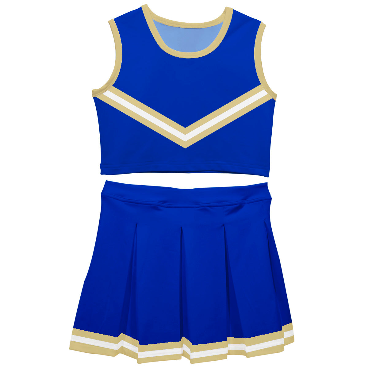 Royal Gold and White Sleeveless Cheerleader Set