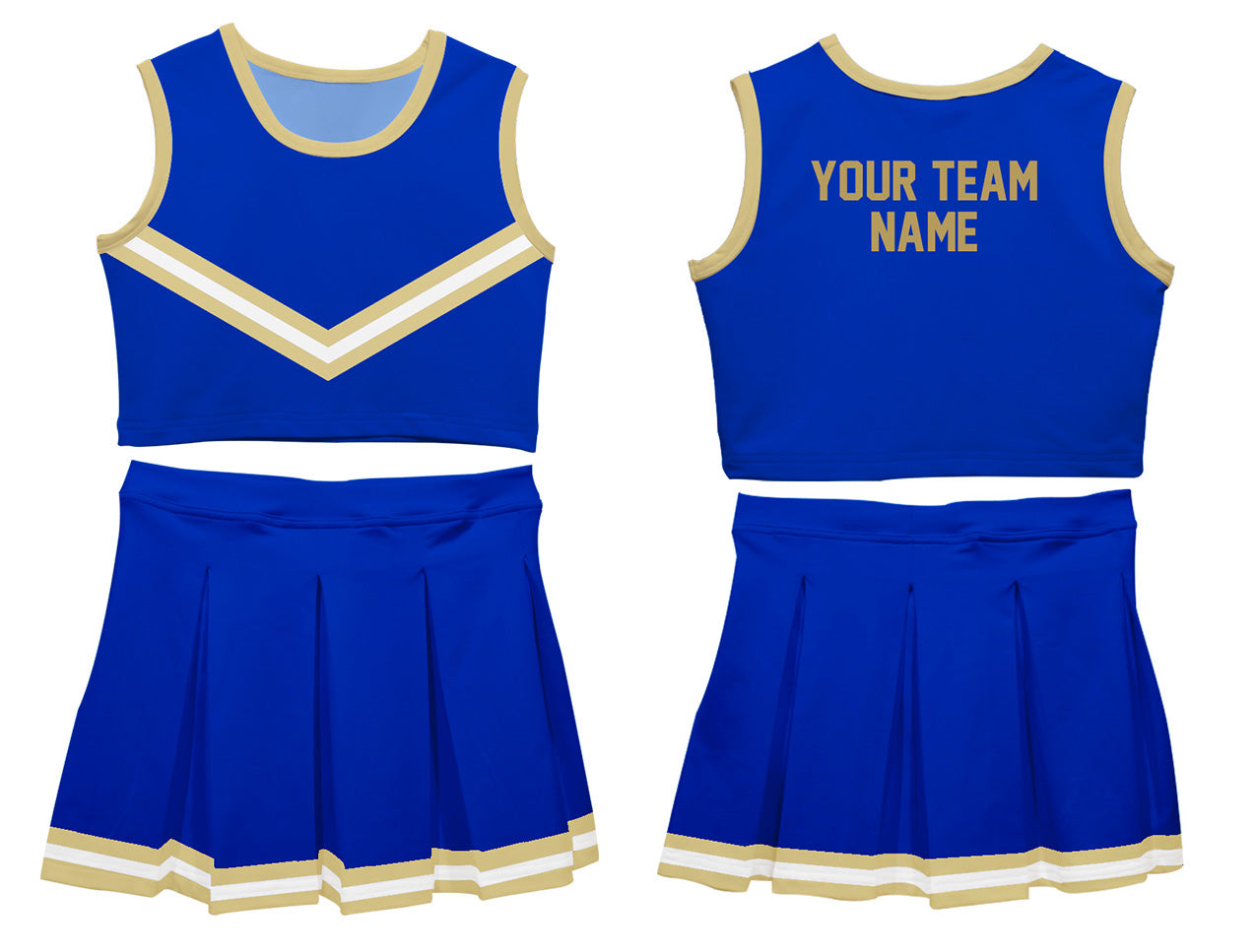 Royal  Gold & White Sleeveless Cheerleader Set - Wimziy&Co.