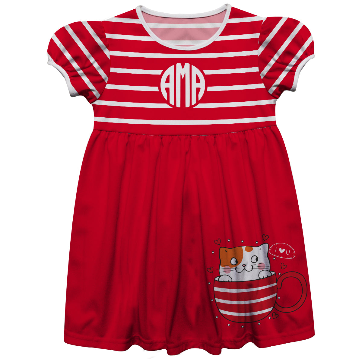 Valentines Personalized Monogram Red Short Sleeve Epic Dress - Wimziy&Co.