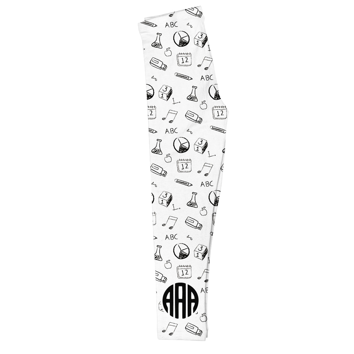 Elements School Monogram White Leggings