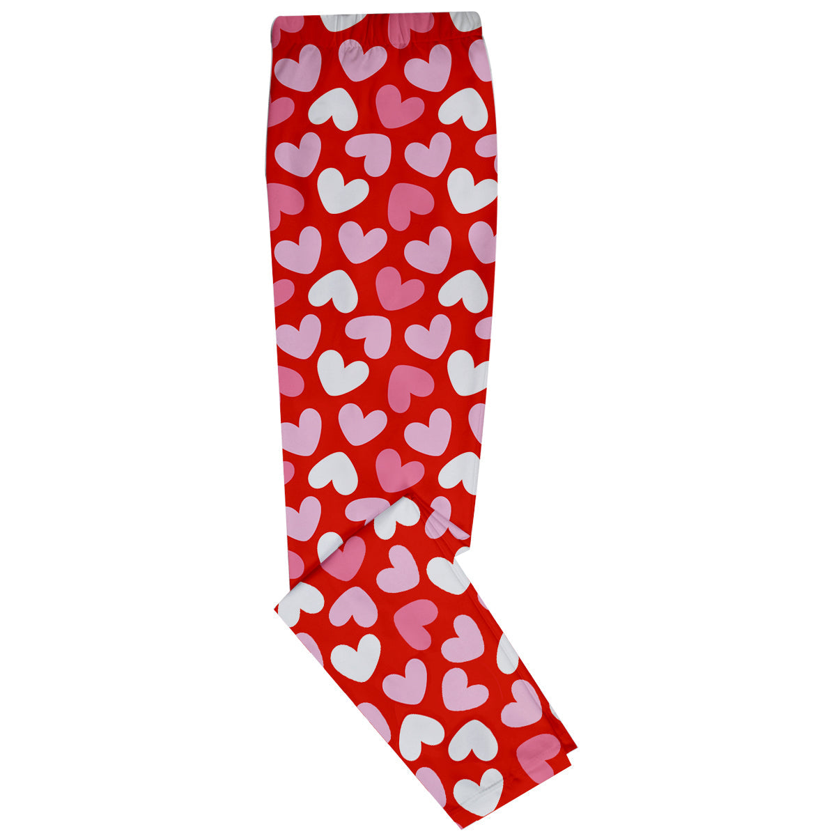 Hearts Print Monogram Red Leggings - Wimziy&Co.