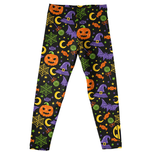 Halloween Print Personalized Monogram Black Leggings