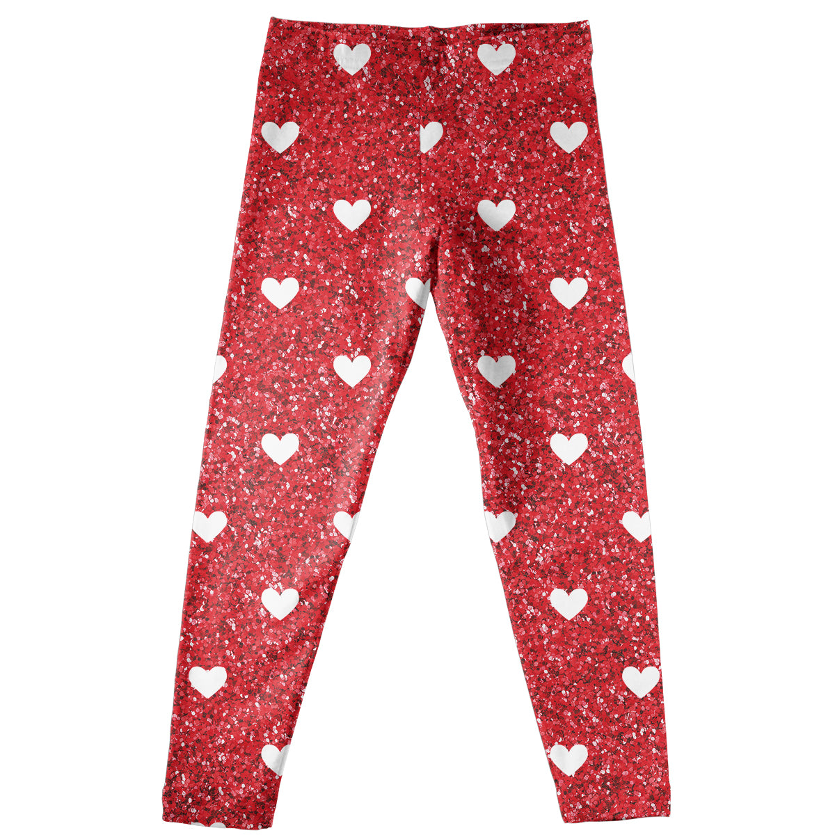 Hearts Print Red Glitter Leggings - Wimziy&Co.