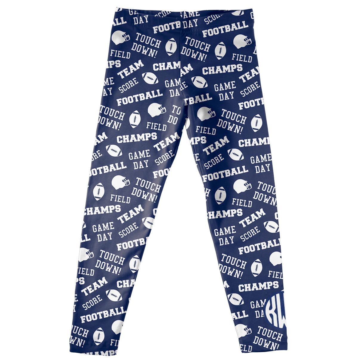 Monogram Football Navy and White Leggings