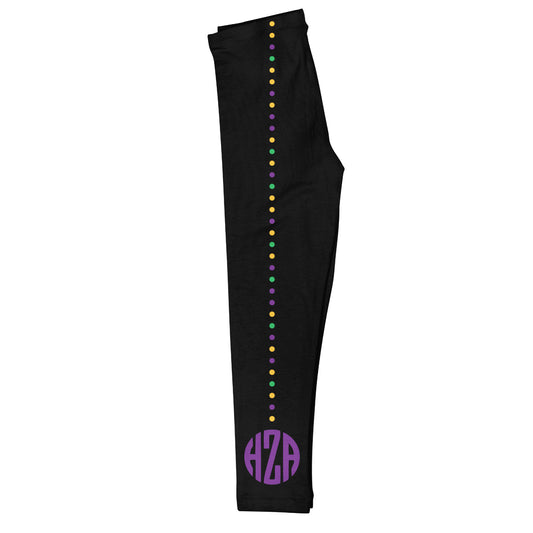 Monogram Mardi Gras Black Leggings - Wimziy&Co.