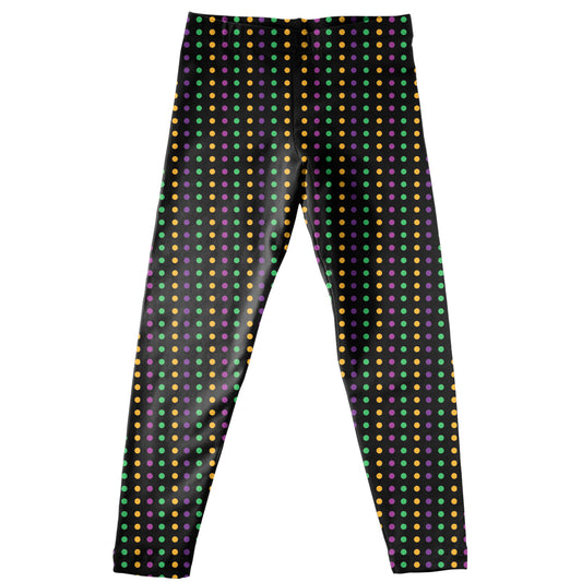 Polka Dot Mardi Gras Black Leggings - Wimziy&Co.