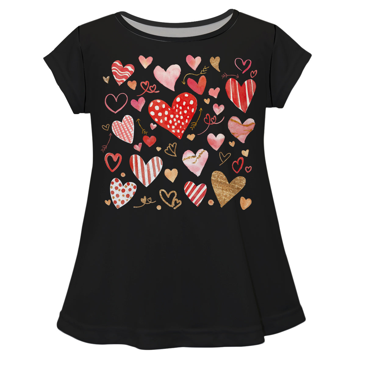 Hearts Name Black Short Sleeve Laurie Top - Wimziy&Co.