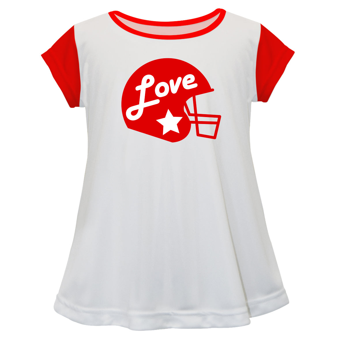 Helmet Love White and Red Short Sleeve Laurie Top