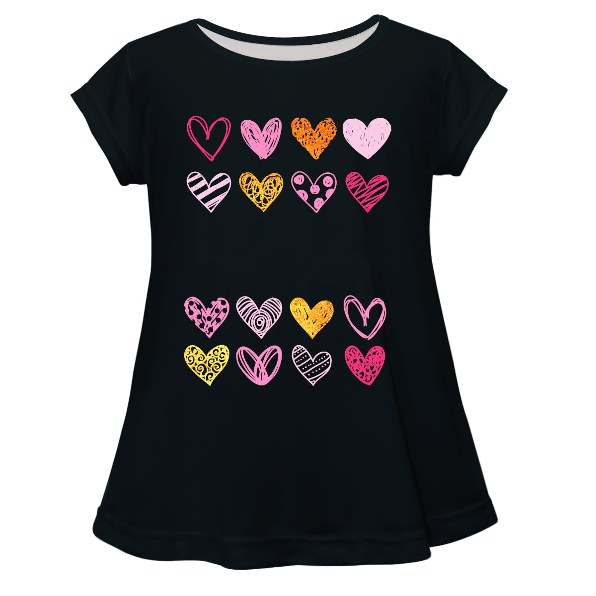 Hearts Name Black Short Sleeve Laurie Top - Wimziy&Co.