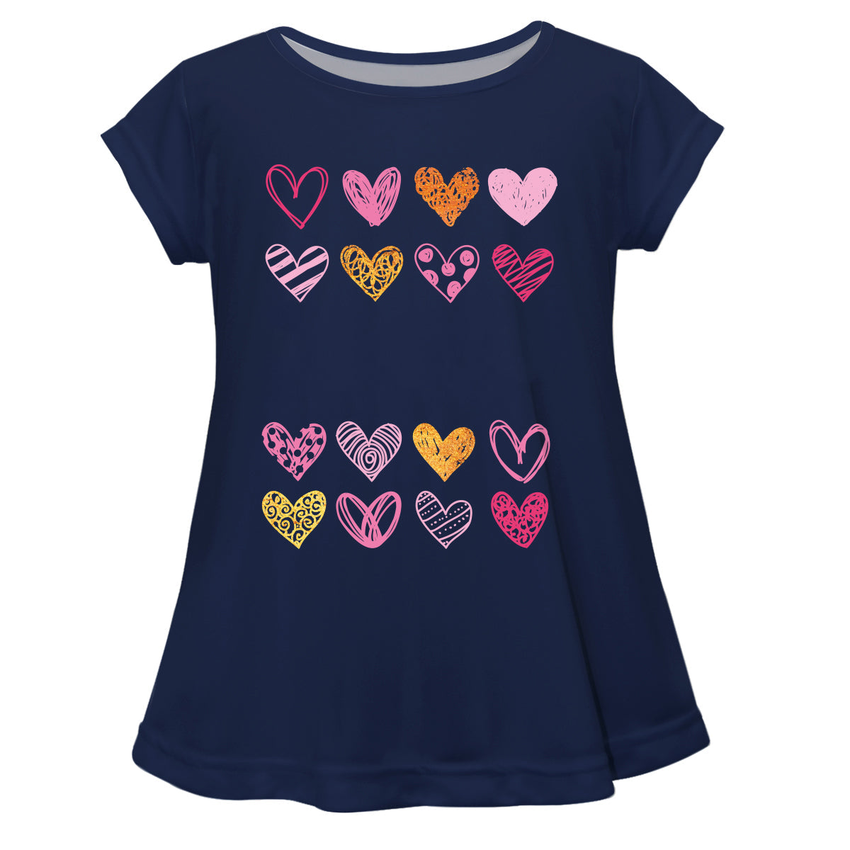 Hearts Name Navy Short Sleeve Laurie Top - Wimziy&Co.