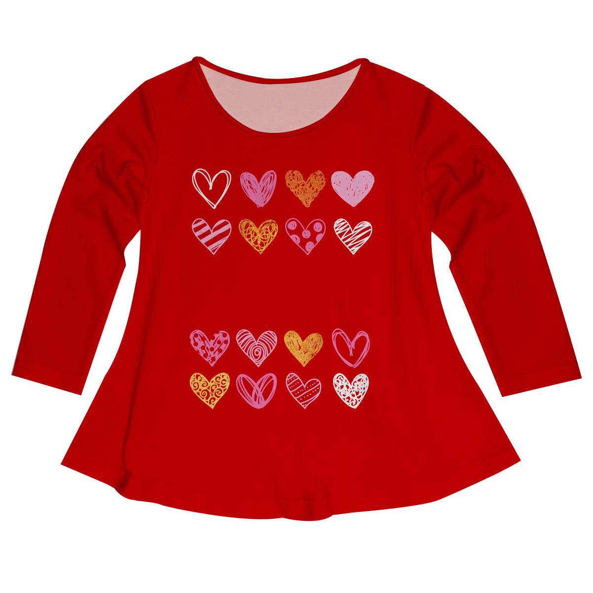 Hearts Name Red Long Sleeve Laurie Top - Wimziy&Co.