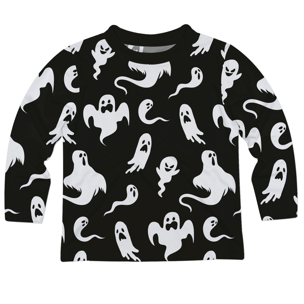 Ghosts Print Black Long Sleeve Tee Shirt