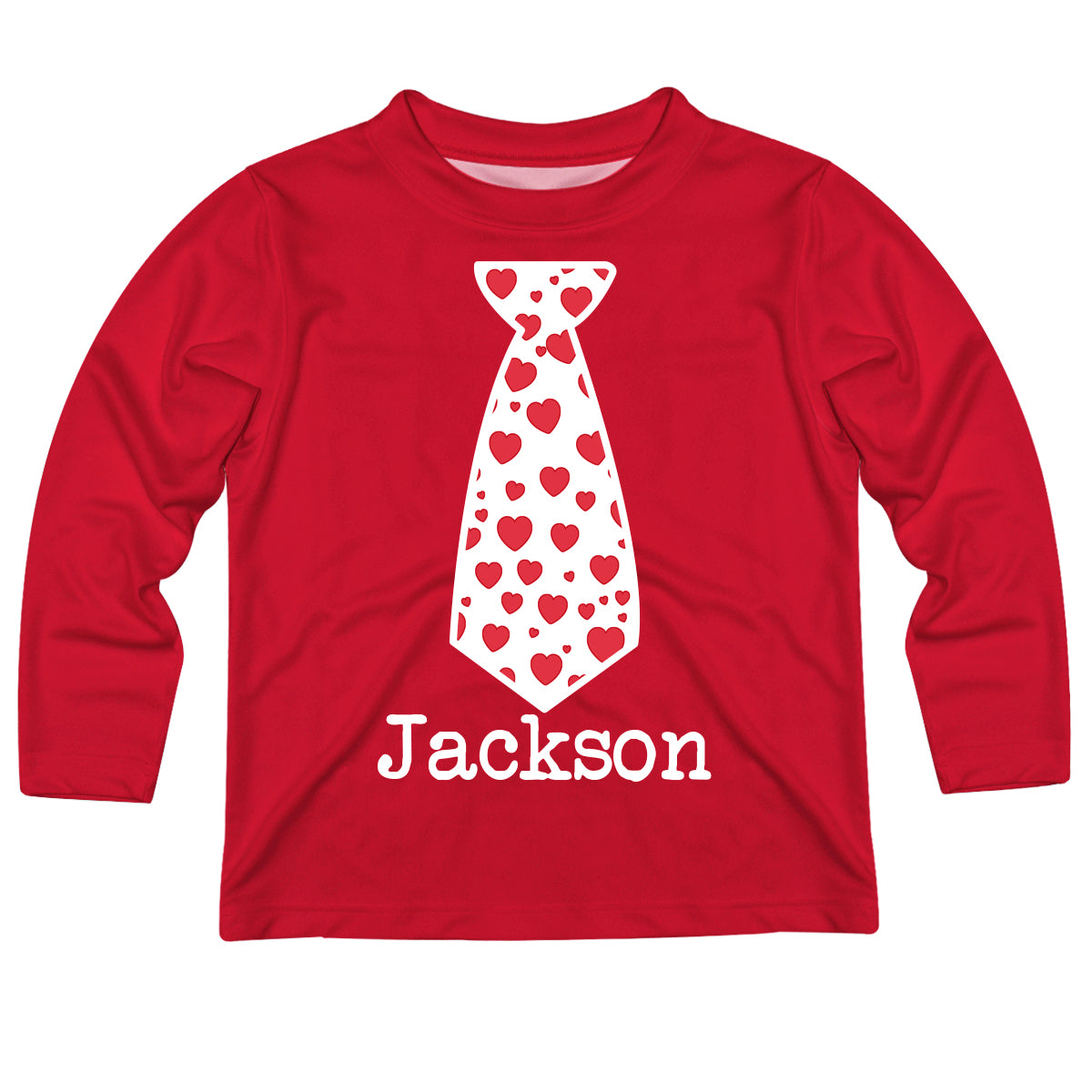 Heart Tie Personalized Name Red Long Sleeve Tee Shirt - Wimziy&Co.