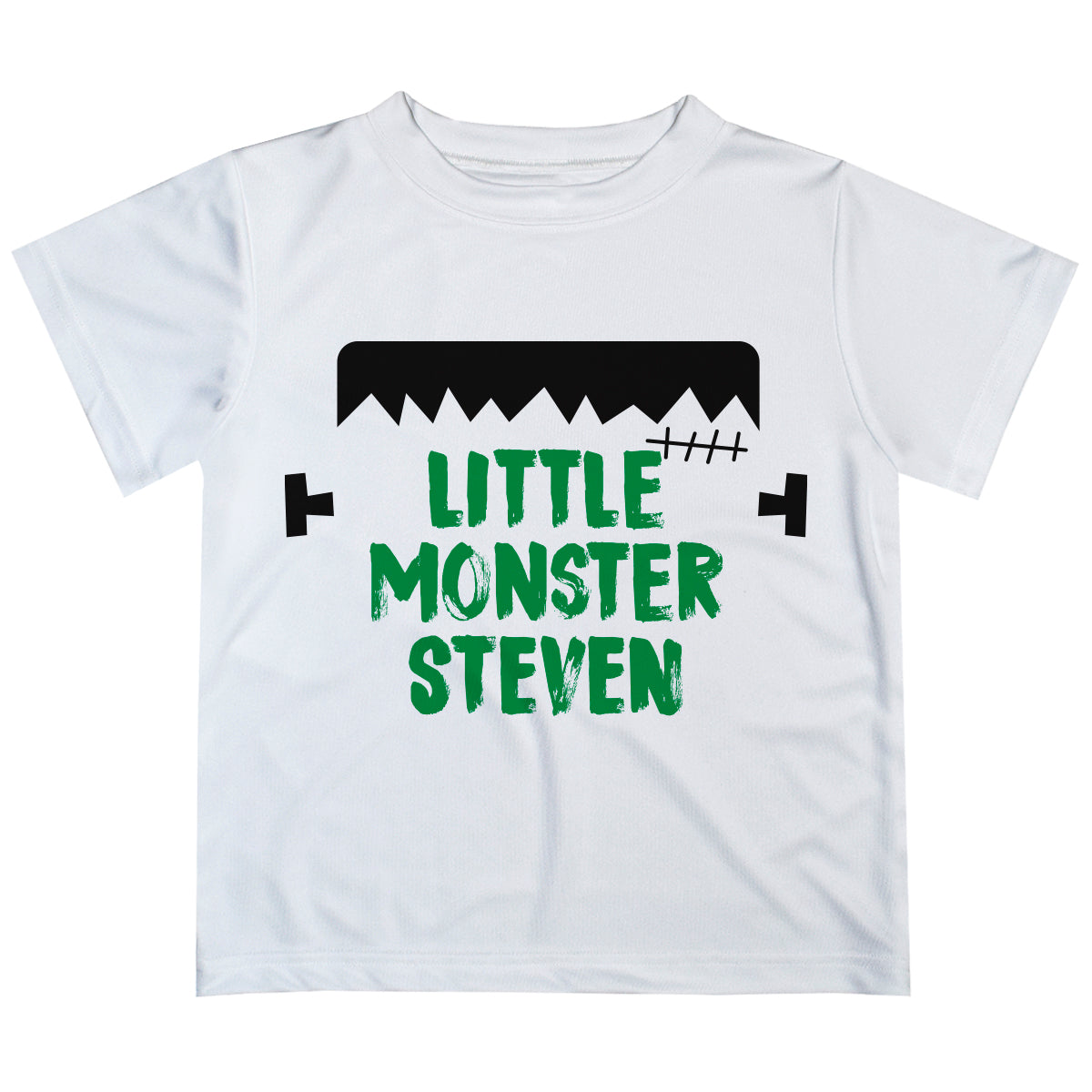 Little Monster Personalized Name White Short Sleeve Tee Shirt