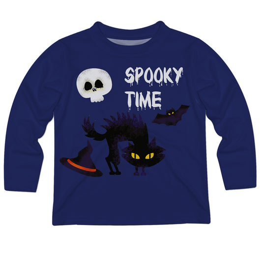 Spooky Time Navy Long Sleeve Tee Shirt