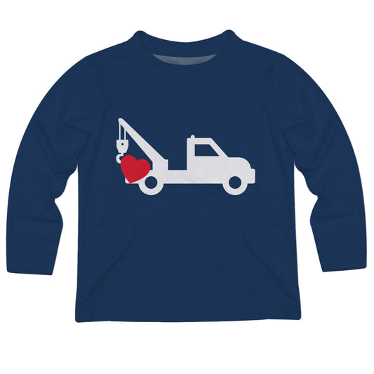 Truck Hearts Personalized Name Navy Long Sleeve Tee Shirt - Wimziy&Co.